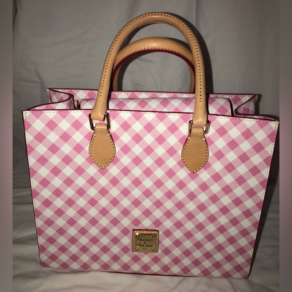 Dooney & Bourke Gingham II Janine Pink and White satchel Crossbody Bag - Picture 10 of 11